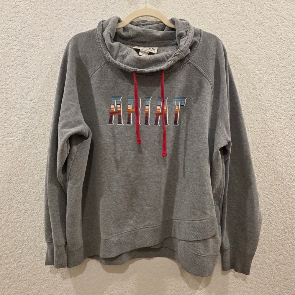 Ariat REAL Cowl Neck Serape Logo Pullover Sweatshirt Womens Size XXL Long Sleeve